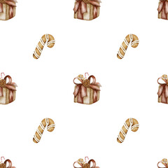 Celebrate New Year with a festive watercolor pattern for wrapping and textiles