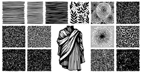 Line art hand drawn texture pattern collection