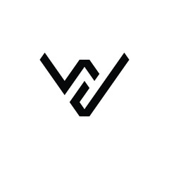 Letter Wj or Jw minimal triangle simple monogram logo