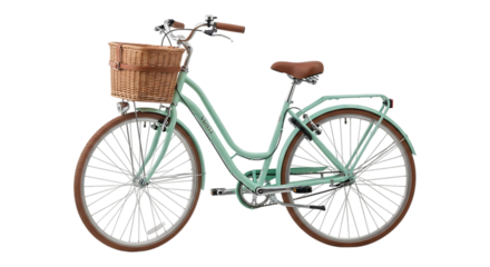 City Bike with Basket Isolated on Transparent Background Commuting Style Transport
