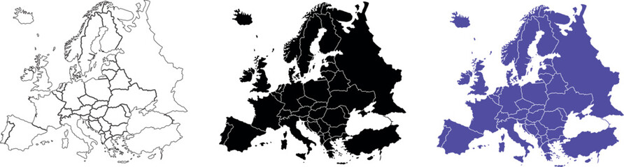 Sketch style Europe continent map on white background © Serhii Bielik
