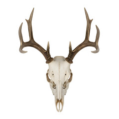 Deer Skull with Antlers Skeletal Remains Bone Head Isolated