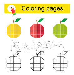  Go through the maze and color a cartoon apple according to the pattern.