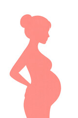 Silhouette of a pregnant woman with her hands on her lower back isolated on transparent background