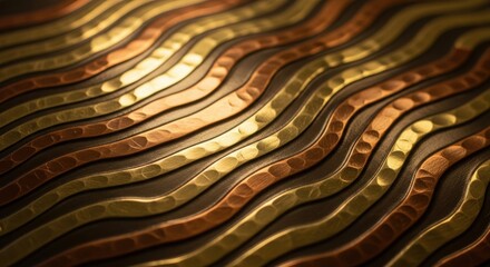 Abstract Wavy Metal Texture With Golden and Copper Hues