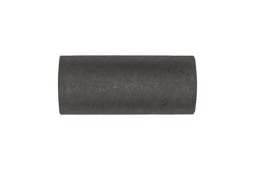 Horizontal steel cylindrical weight is isolated.