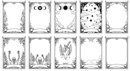 Collection of ornate frames, vector illustration for tarot card, invitation and greeting card design