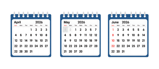A three-month calendar set for April-June 2026 enhances efficient planning. Its clean layout helps organize daily tasks with ease.