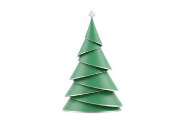 Minimalist Spiral Christmas Tree PNG with Transparent Background