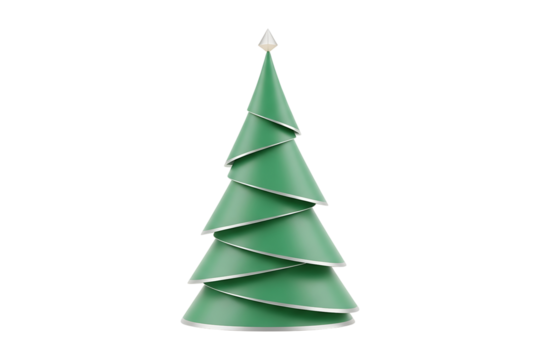 Minimalist Spiral Christmas Tree PNG with Transparent Background