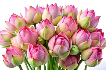 Obraz premium Beautiful pink lotus flower bouquet isolated on white background, blossom