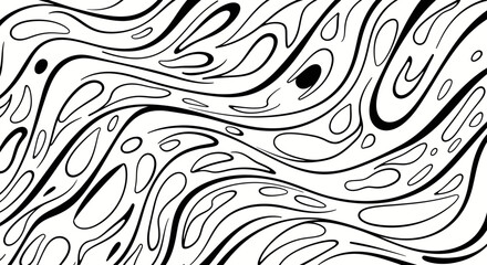Obraz premium Abstract Wavy Lines Pattern Outline on Isolated White Background, Organic Fluid Decorative Background