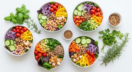 Healthy Fresh Ingredient Bowls Bursting with Flavor and Nutrients