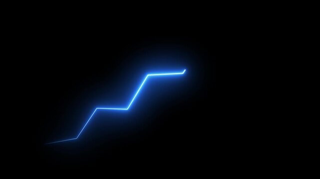 glowing neon business growth arrow icon animation on black background. Business growth rising arrow animation. Financial Growth business chart concept. marketing sale profit increasing neon line arrow