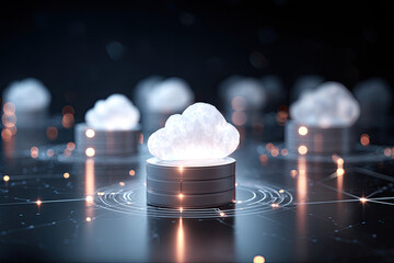 Obraz premium solution big data technology cloud data storage, backup service on the internet network. concept of a business digital server. information system security. application platform connect technology