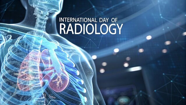 World Radiography Day, Detailed 3D visualization of X-ray photons showcasing modern medical imaging art.
