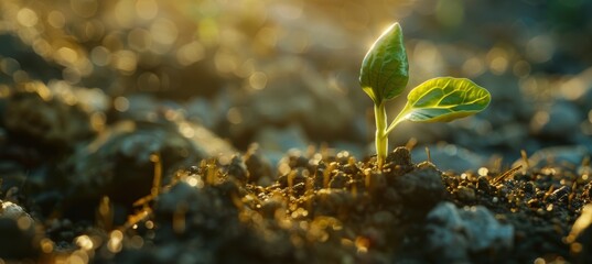 Macro Shot of Sprouting Seed Symbolizing Growth and Innovation in Business