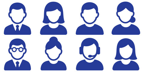 Customer support avatar icons, Service representative profile set, Business communication and teamwork concept