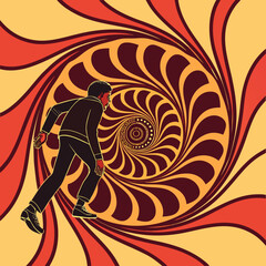 Radial Spiral Burst – Retro Optical Psychedelic Color Background