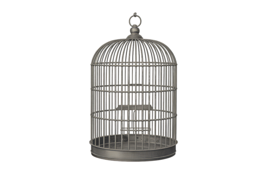 Ornate Metal Bird Cage Isolated On Black Background Keywords: bird cage, metal, ornate, vintage