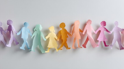 Colorful paper cutout figures in unity and diversity concept on white background. Universal Children's Day