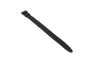 Black leather strap is isolated.