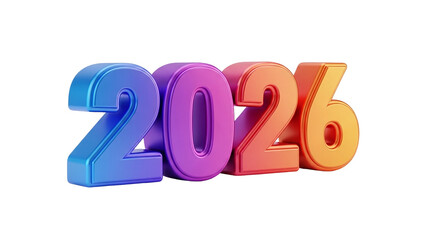 Vibrant 3D Gradient Year 2026 Number