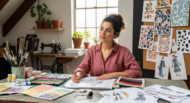 woman is writing in a book