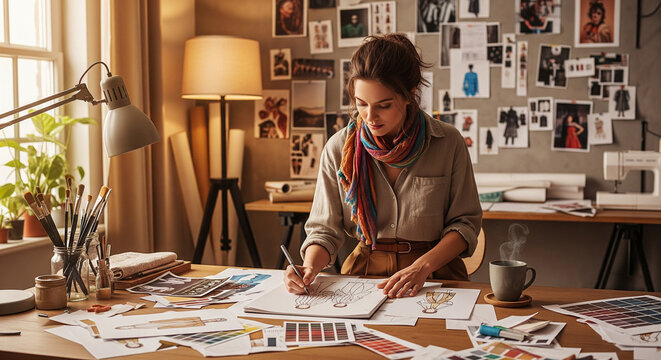 woman is writing in a book - Powered by Adobe