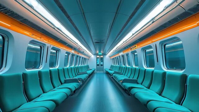 empty green first class cabin of bullet train video timelapse