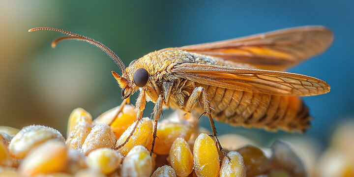 Close up view of Indian meal moth infesting food Generative AI