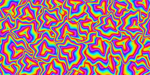 Rainbow Wavy Pattern. Optical Illusion Psychedelic Colorful Background.