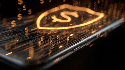 Digital Currency Streams Flowing into Smartphone with Security Shield