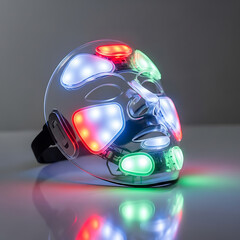 Fototapeta premium LED facial mask with colorful lights on sleek surface 