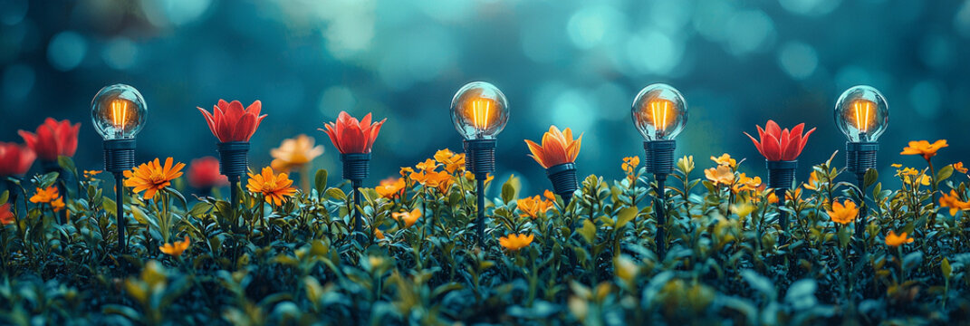 Bright lights and colorful flowers in a vibrant garden Generative AI - Powered by Adobe