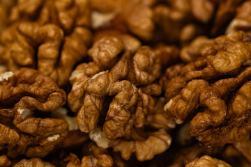 Close Up Pile of Shelled Walnut Halves Texture