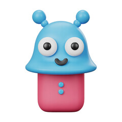 Avatar 3d icon png cute blue alien cartoon 3d icon png isolated on transparent background