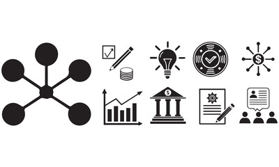Business Management Icons – Strategy, Finance, Analytics, and Growth Symbols