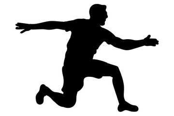Dynamic silhouette of an athlete kneeling on the ground after scoring a decisive goal