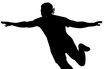 Sports figure of a soccer player running with arms outstretched in celebration