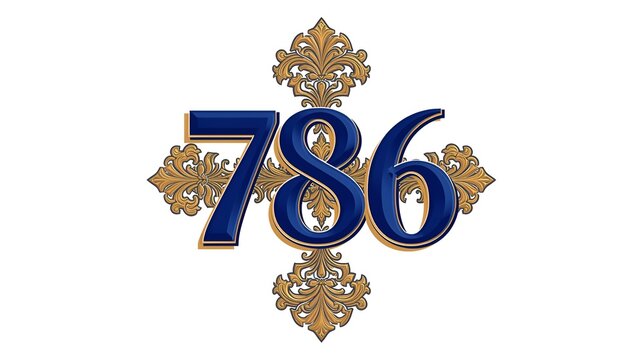 christmas and eid decoration isolated 786 magic number 3d colorful on white background