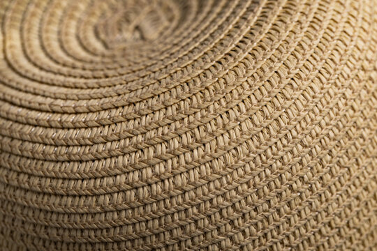 Close Up Straw Hat Weave Textile Background Texture