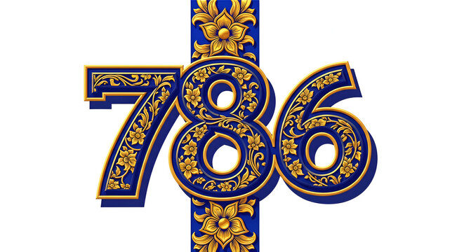 christmas and eid decoration isolated 786 magic number 3d colorful on white background