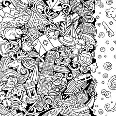 Canada cartoon doodle illustration. Funny Canadian border.