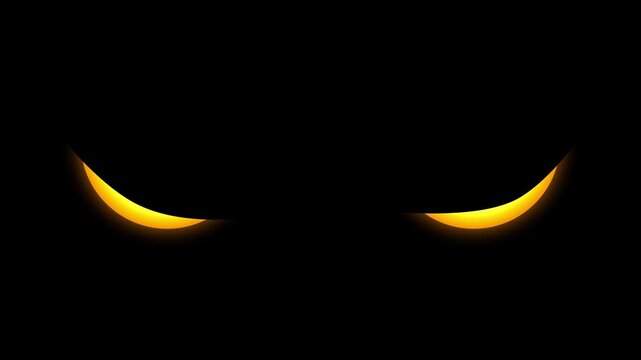 yellow Angry Evil Eyes blinking and Looking from Dark bird eyes owl eyes in night horror eagle animal ghost car eyes, loopable Cartoon Animation Black Background 4k