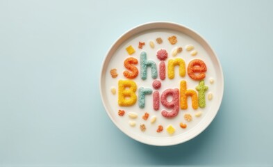 "Shine Bright" Cereal Typography Top View, Encouragement and Optimism Food Concept