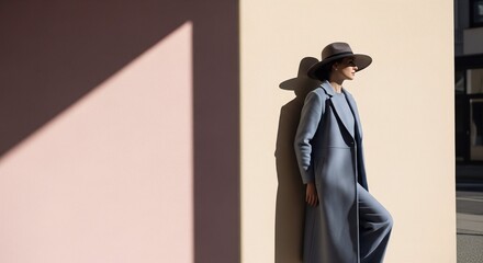 woman model standing in front of building