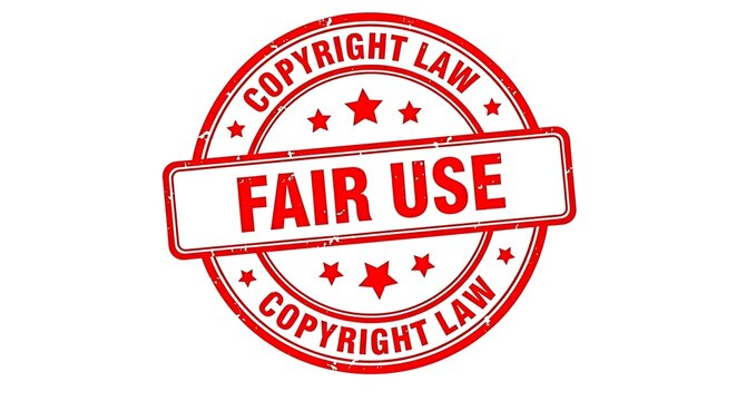 Red rubber stamp with the words fair use and copyright law