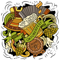 Fototapeta premium Beer doodle cartoon funny illustration