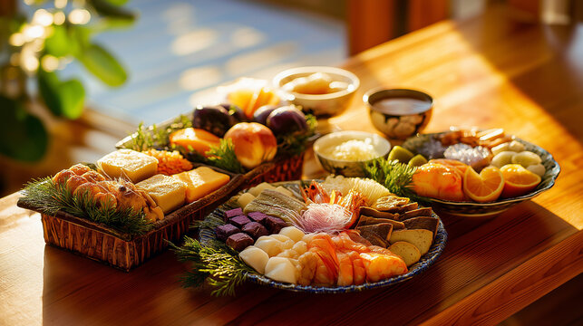 お正月の食べ物（おせち料理、お雑煮）